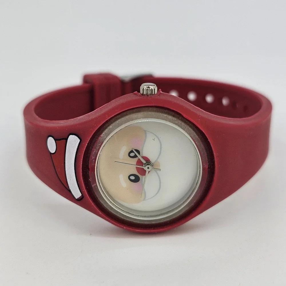 30MM Women's Christmas Watch White Dial Red Plastic Bands New‎ Battery
